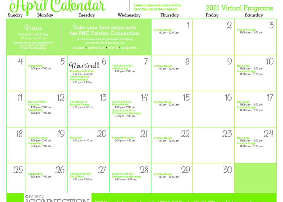 April Events at PNC Fairfax Connection