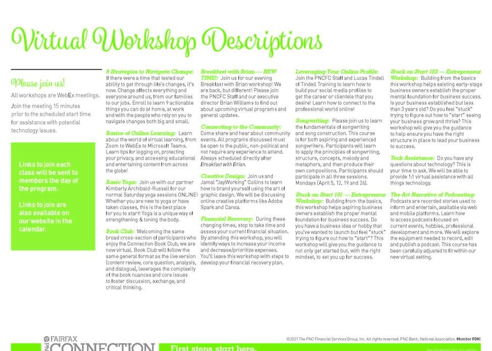 April Events at PNC Fairfax Connection