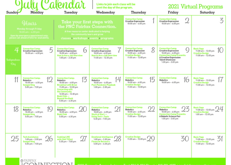 July Events at PNC Fairfax Connection